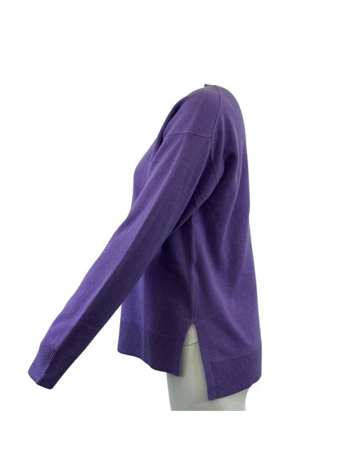 WOMEN'S PURPLE CREWNECK SWEATER SIDE SLITS ESSENTIEL STUDIO | LMD012VIOLA